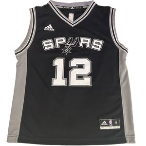 Adidas NBA San Antonio Spurs Aldridge #12 Black and Silver Boy's Jersey Size M